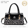 OEM Leopard Print Waterproof PU Shoulder Bag Custom Logo Private Label Low MOQ Animal Print Crossbody FBA-Ready Wholesale