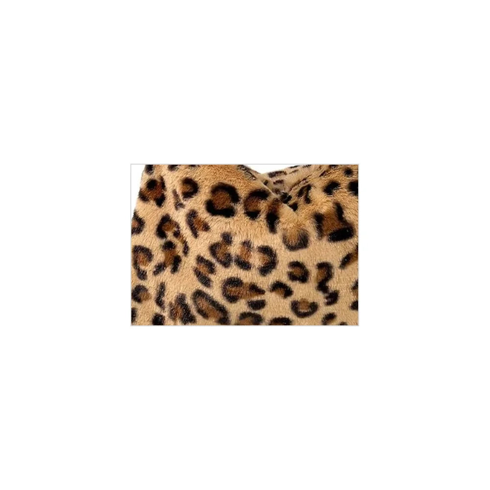 OEM ODM Custom Logo Leopard Print Faux Fur Plush Hobo Shoulder Bag Wide Strap Soft Slouchy Bag Bulk Order