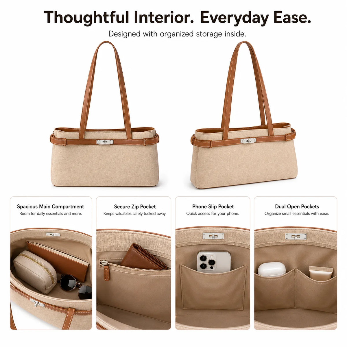 OEM ODM Custom Logo Lightweight Canvas Tote Bag with Two Straps Lady National Style Polyester Lining for Business Use