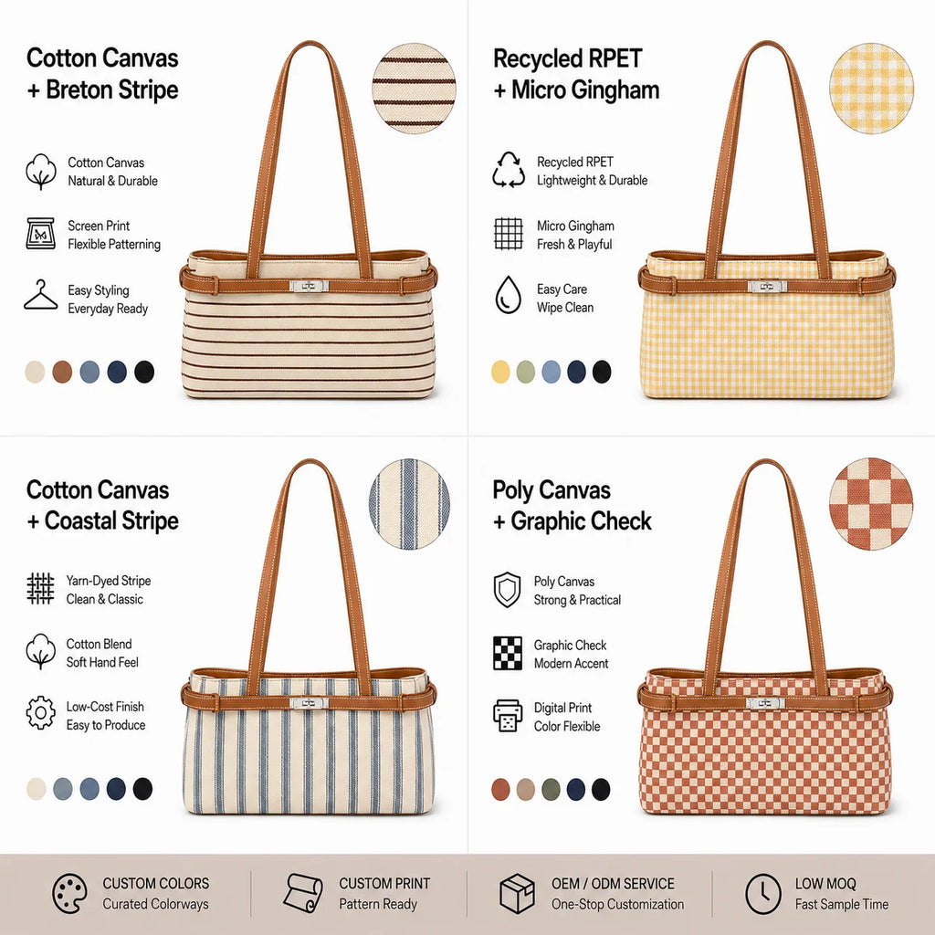 OEM ODM Custom Logo Lightweight Canvas Tote Bag with Two Straps Lady National Style Polyester Lining for Business Use