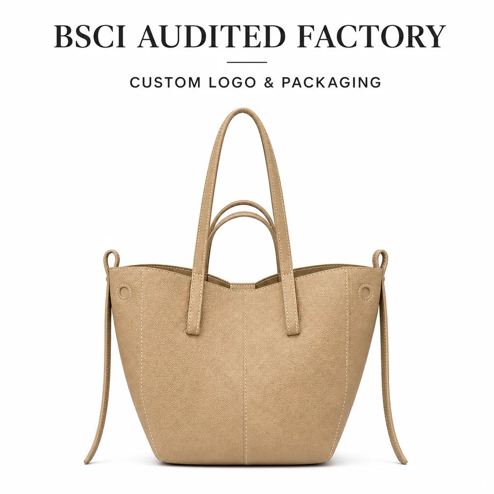 OEM ODM Custom Logo Shoulder Bag Single Strap Portable Lady Handbag Cotton Lining Low MOQ Wholesale Manufacturer