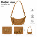 OEM ODM Custom Metal Logo Suede Finish PU Dumpling Bag Gold Chain Cord Strap Crescent Shoulder Bag Bulk Order