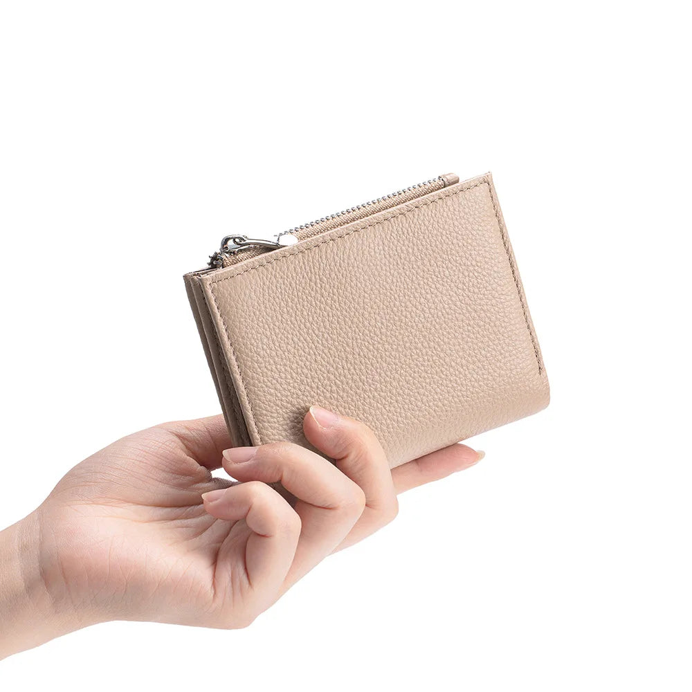 OEM/ODM Genuine Leather Wallet Card Bags Simple Fashion Folding Money Clip High Quality Cowhide Men's and Women's Purse