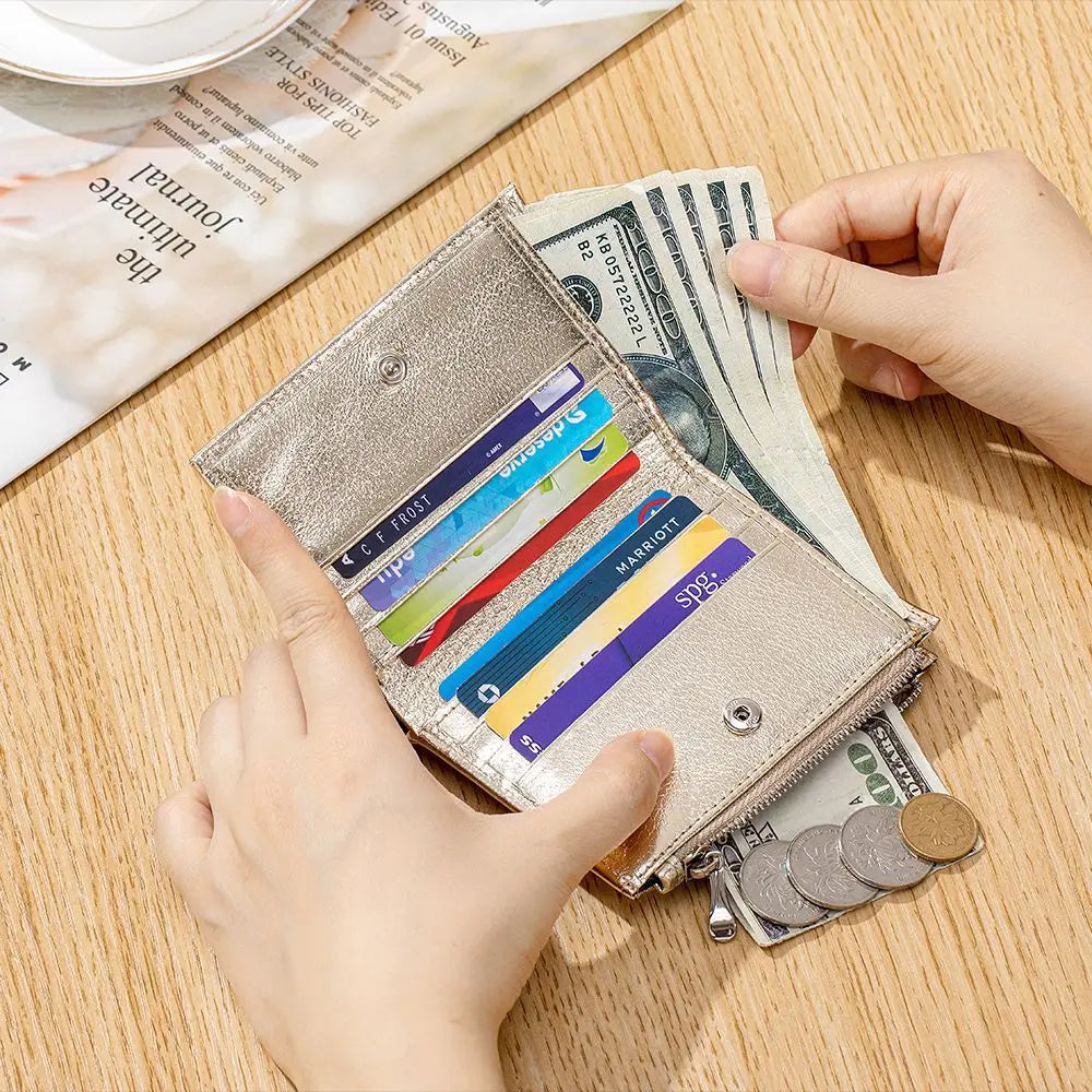 OEM/ODM Genuine Leather Wallet Card Bags Simple Fashion Folding Money Clip High Quality Cowhide Men's and Women's Purse