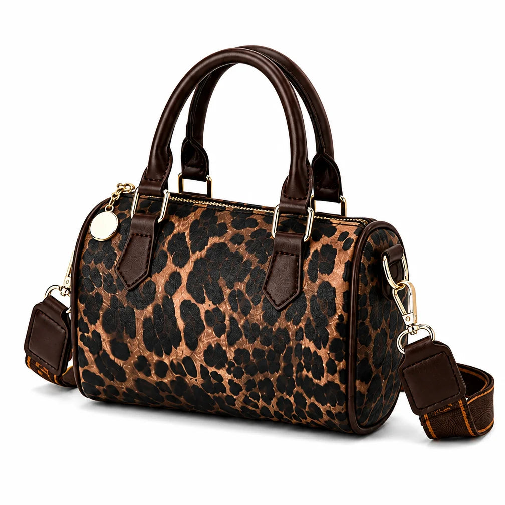 OEM ODM Leopard Print PU Boston Bag Manufacturer Custom Logo Private Label Messenger Bag for Wholesale