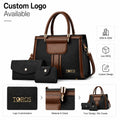 OEM ODM PU Leather Handbag Set Custom Logo Private Label Handle Tote and Crossbody Bags for Brands