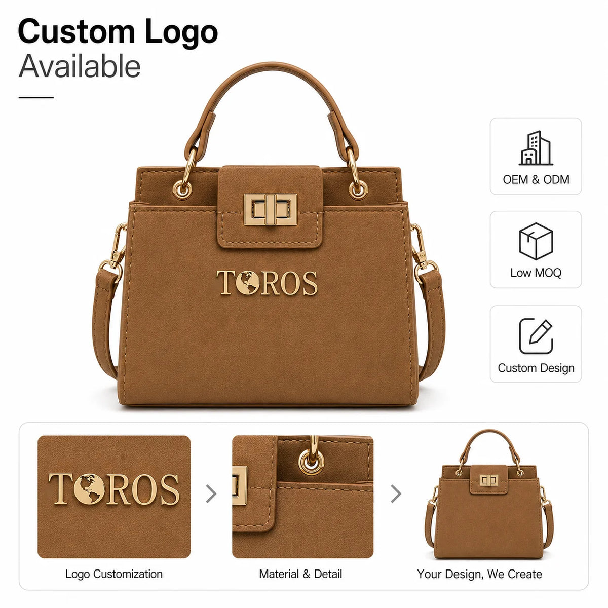 OEM ODM Women Handbag Manufacturer Custom Logo PU Leather Tote Bag Bulk Wholesale Supply for Private Label