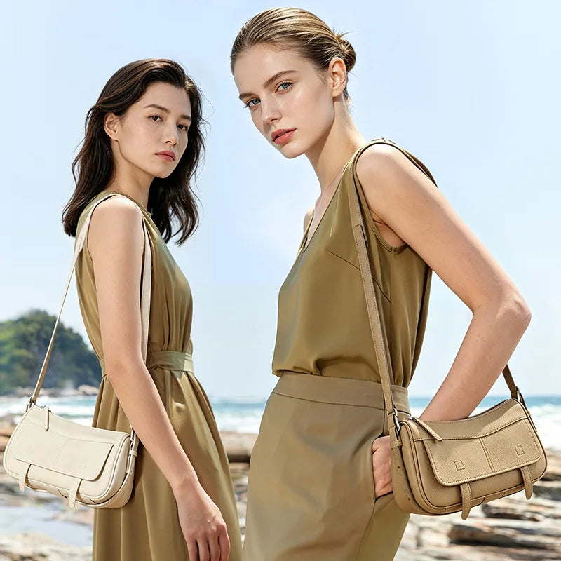 OEM/ODM Women's Bags Hot Sale of Genuine Leather Ladies Shoulder Bags Underarm Bags Simple Fashion Cowhide Crossbody Bags