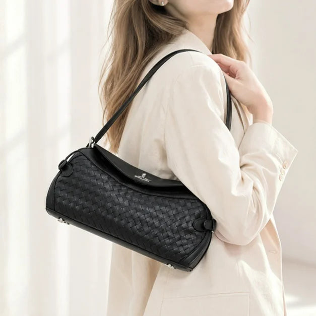 OEM ODM Woven Bags Best Selling Genuine Leather Ladies Shoulder Bags Underarm Bag Soft Cowhide Handwoven Women's handbags