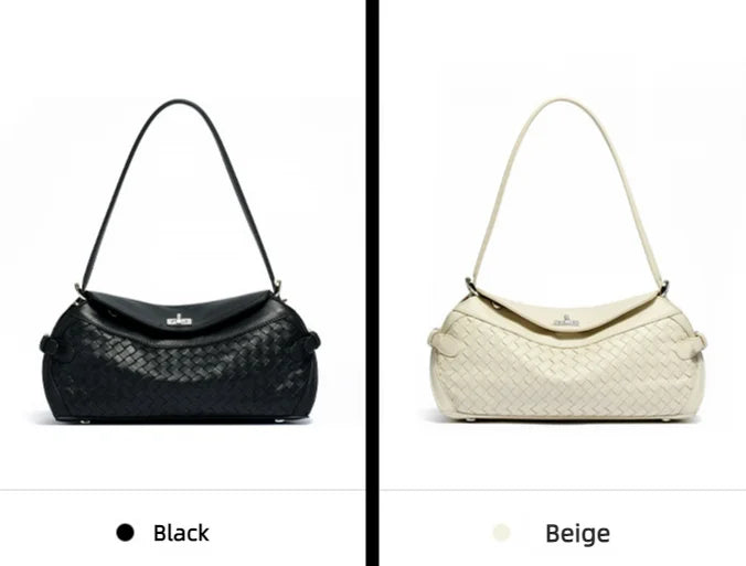 OEM ODM Woven Bags Best Selling Genuine Leather Ladies Shoulder Bags Underarm Bag Soft Cowhide Handwoven Women's handbags