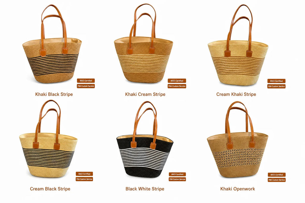 OEM Paper Straw Woven Beach Bag Custom Logo Low MOQ Women Large Capacity Shoulder Tote Boho Holiday Basket Bag Wholesale