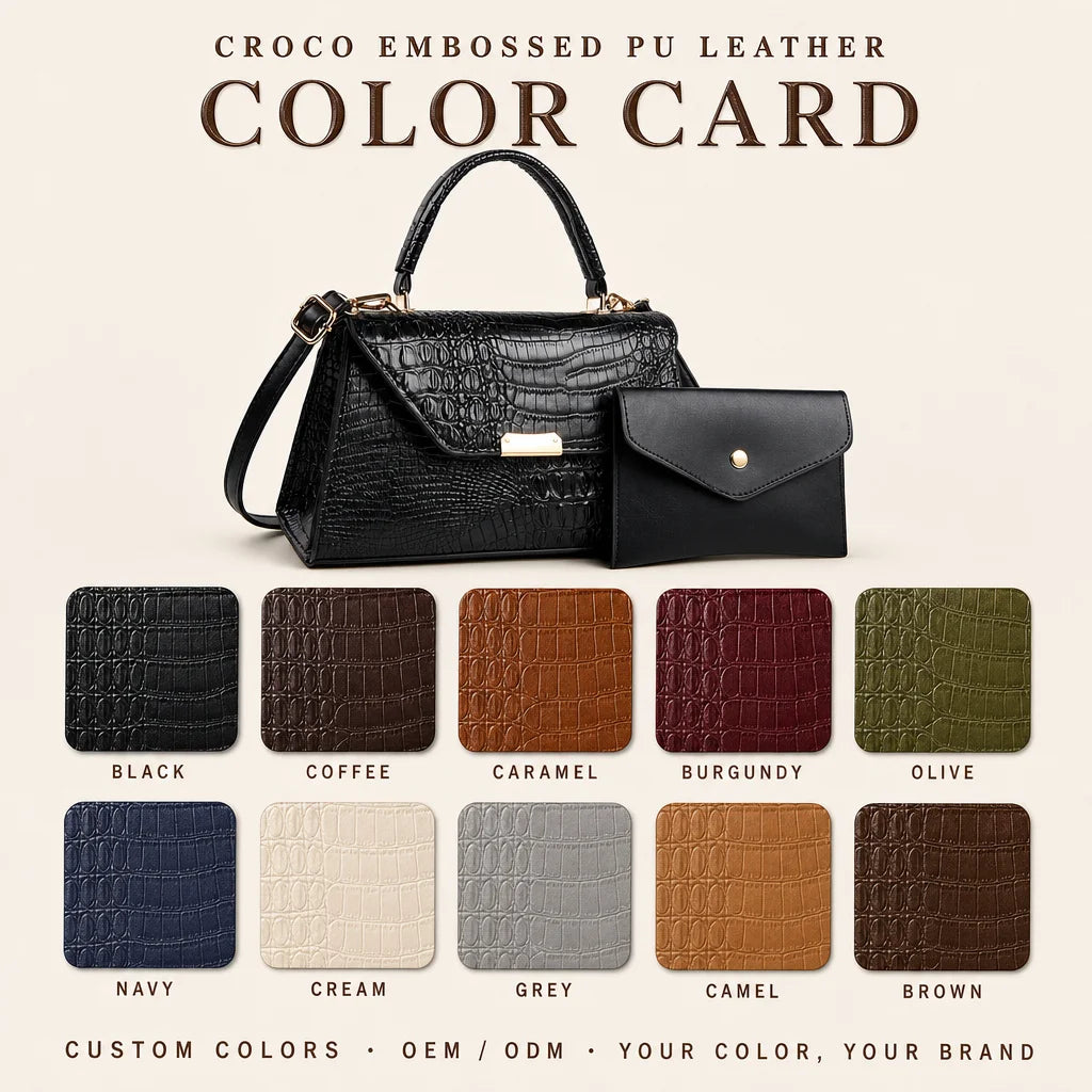 OEM Women's Retro Crocodile Embossed PU Leather Crossbody Tote Bag Custom Logo Private Label Low MOQ FBA-Ready Wholesale