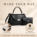 OEM Women's Retro Crocodile Embossed PU Leather Crossbody Tote Bag Custom Logo Private Label Low MOQ FBA-Ready Wholesale