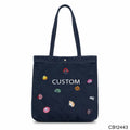 Ocean Seashell Embroidered Tote Bag, Denim/Canvas Shoulder Handbag, Multi-Color Fabric Custom Logo, OEM/ODM Low MOQ Wholesale