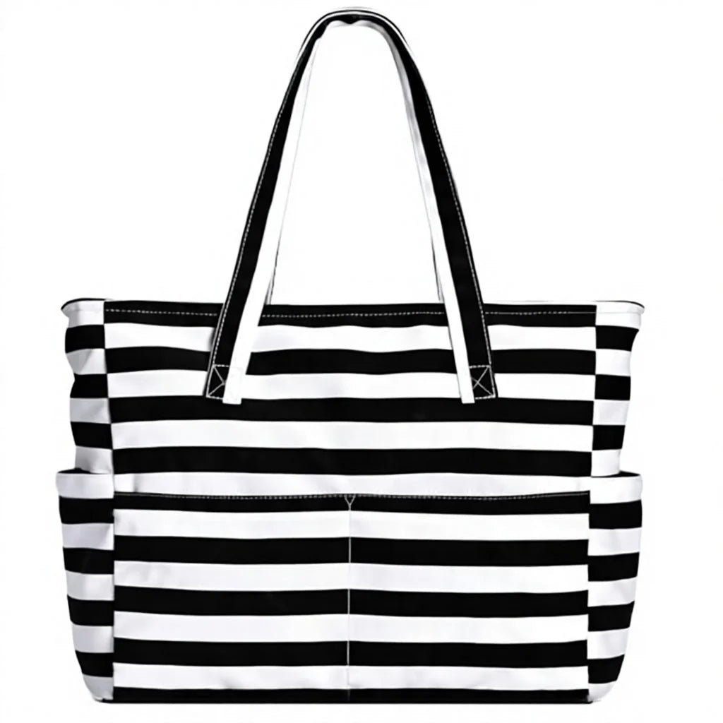 Oscaurt Large PU Open Closure Waterproof Tote Bag 8 Pockets Foldable Travel Beach Pool Gym Work Shopping Gifts Women
