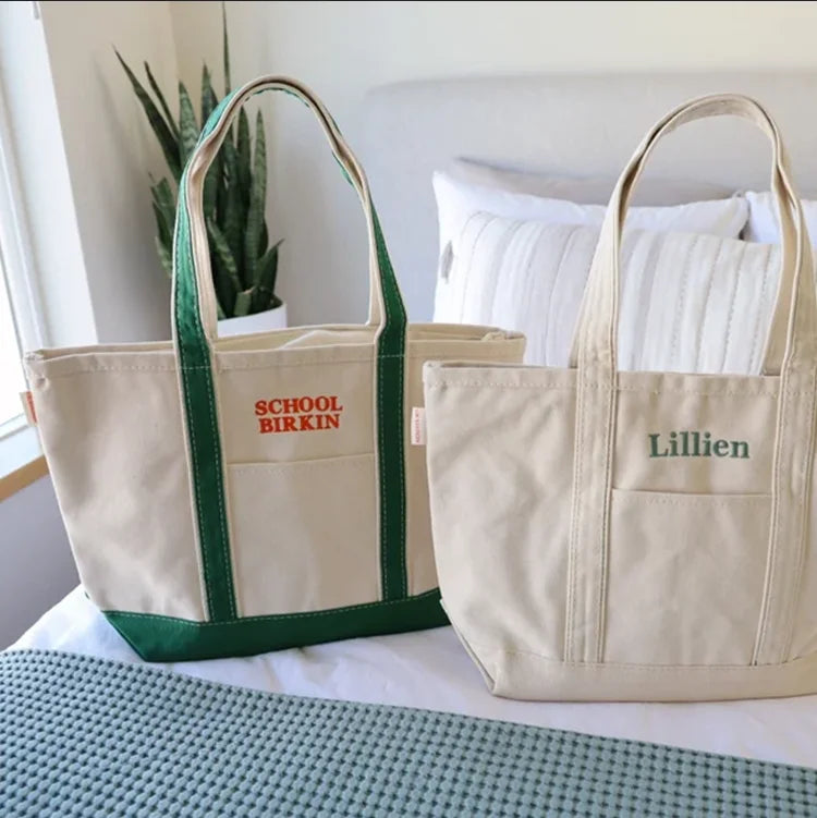 Personalized Canvas Tote Handbag Custom Embroidered Shipping Tote Bag Fashion Large Size Preppy Boat Bag