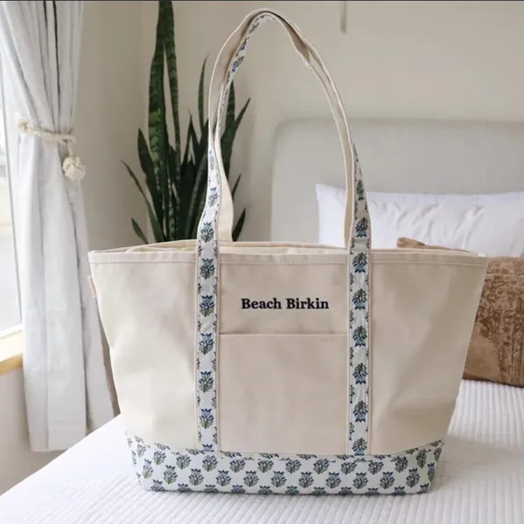 Personalized Canvas Tote Handbag Custom Embroidered Shipping Tote Bag Fashion Large Size Preppy Boat Bag