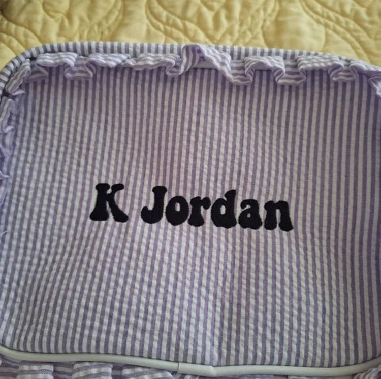 Personalized Cute Lace Makeup Bag Custom Printed Cosmetic Bag Travel Toiletry Bag with Golden Zipper