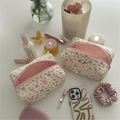 Personalized Design Flower Makeup Bag Bow Cosmetic Pouch Travel Toiletry Bag Handmade Corduroy Decoration Makeup Bag