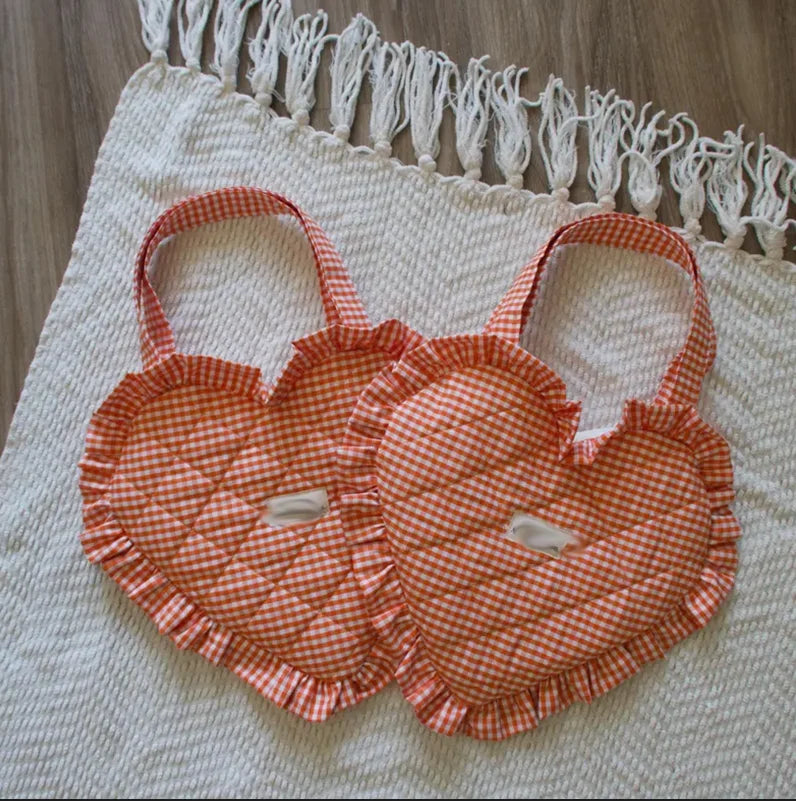 Personalized Heart Shaped Tote Bag Handmade Embroidered Shoulder Bag Floral Print Quilted Women Tote Handbag
