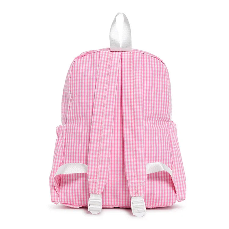 Personalized Kid BackPack Embroidery Gingham School Bag Custom Cute Toddler Backpack