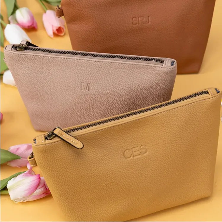 Personalized Makeup Bag Custom Zipper Travel Cosmetic Pouch Daisy Skincare Leather Toiletries Bags
