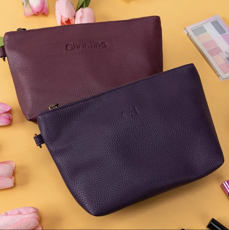 Personalized Makeup Bag Custom Zipper Travel Cosmetic Pouch Daisy Skincare Leather Toiletries Bags