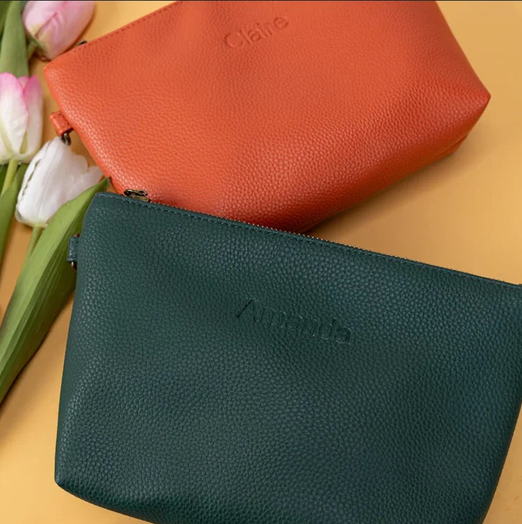 Personalized Makeup Bag Custom Zipper Travel Cosmetic Pouch Daisy Skincare Leather Toiletries Bags