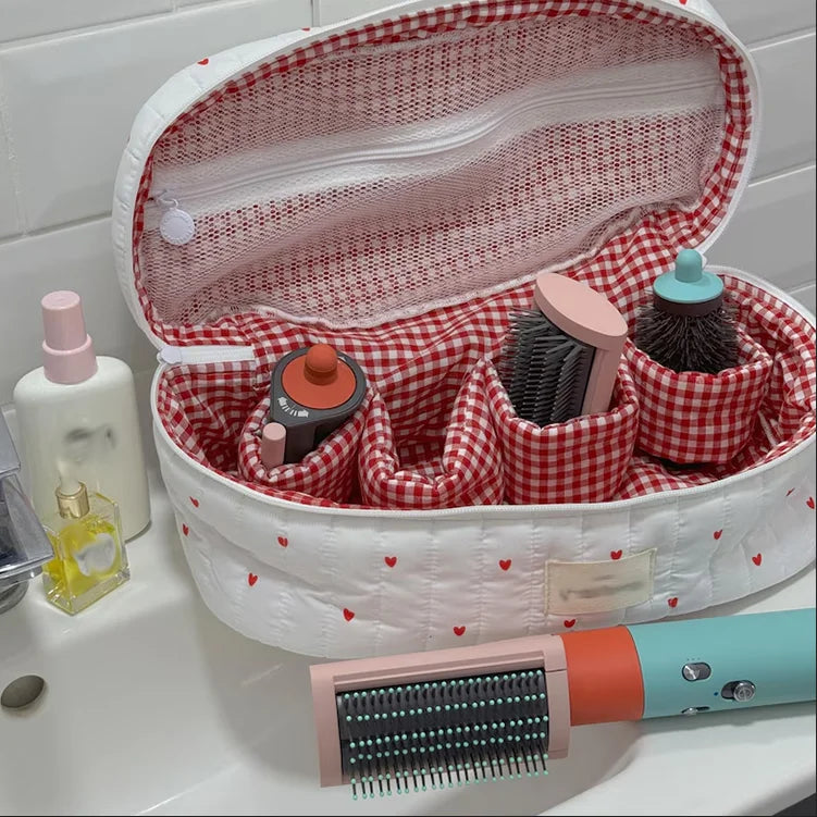 Personalized Quilted Train Case Handmade Cotton Large Cosmetic Bag Custom Floral Pattern Makeup Bag Set