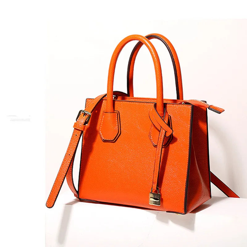 Popular Most Required Litchi Pattern Leather Large Capacity Fashion Handbag With Lock