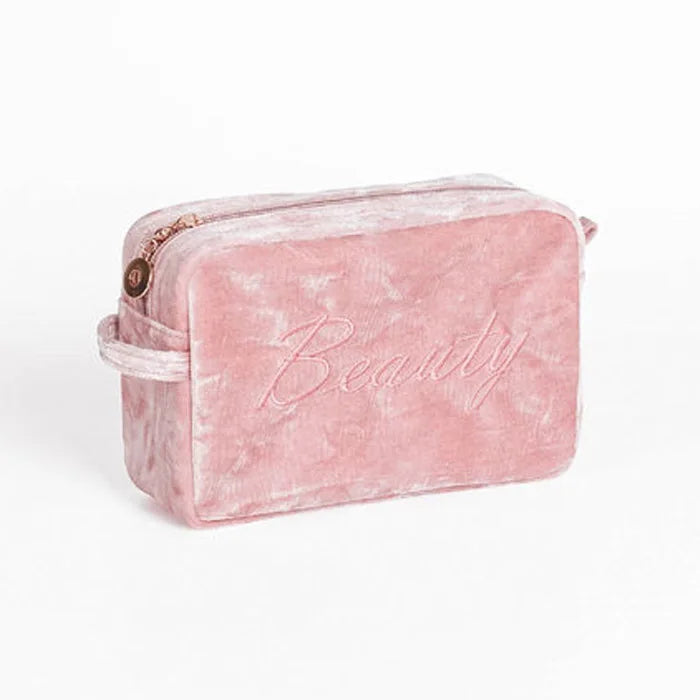 Portable Custom logo Travel Toiletry Bag Private Label Makeup Organizer Bag Luxury Suede Velvet Cosmetic Bags