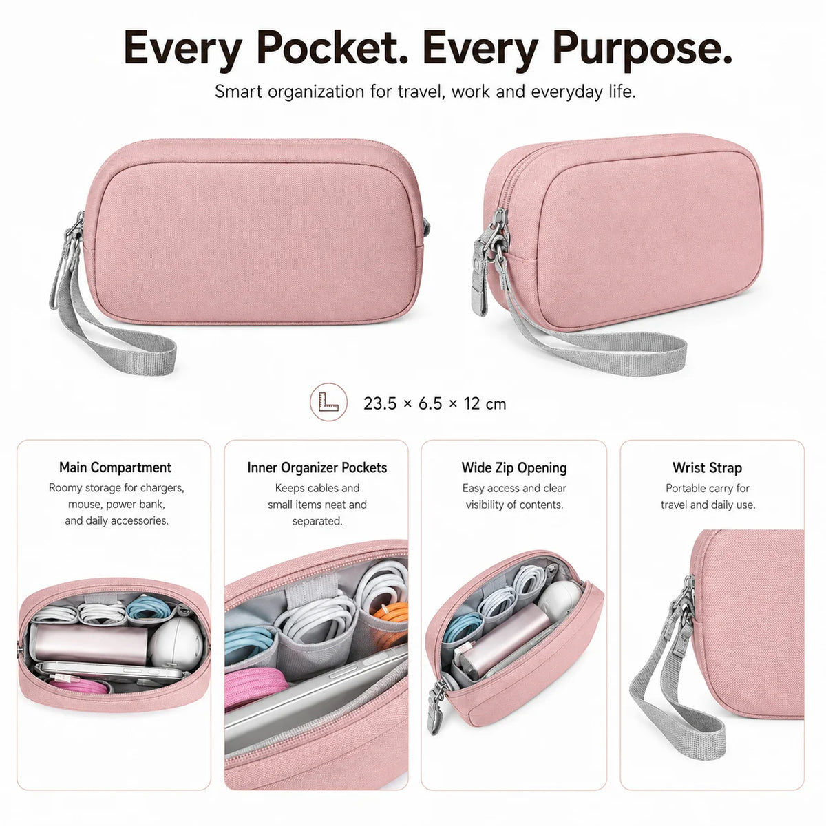 Portable Electronics Organizer Pouch, , Wrist Strap Design, Multi-Color Custom Logo, OEM/ODM Wholesale