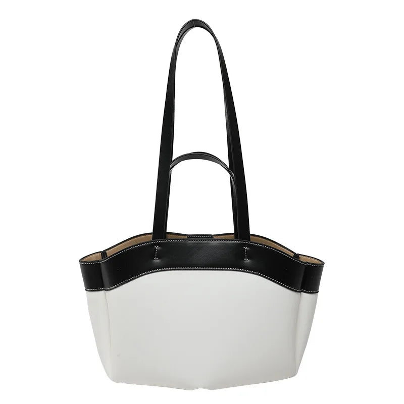 Premium PU Commute Tote Shoulder Bag Simple Open Design Large Capacity Everyday Casual Matching Pouch Set Handheld Shopping Bag