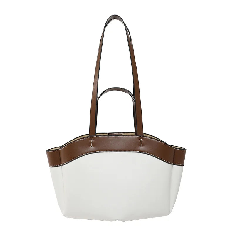 Premium PU Commute Tote Shoulder Bag Simple Open Design Large Capacity Everyday Casual Matching Pouch Set Handheld Shopping Bag