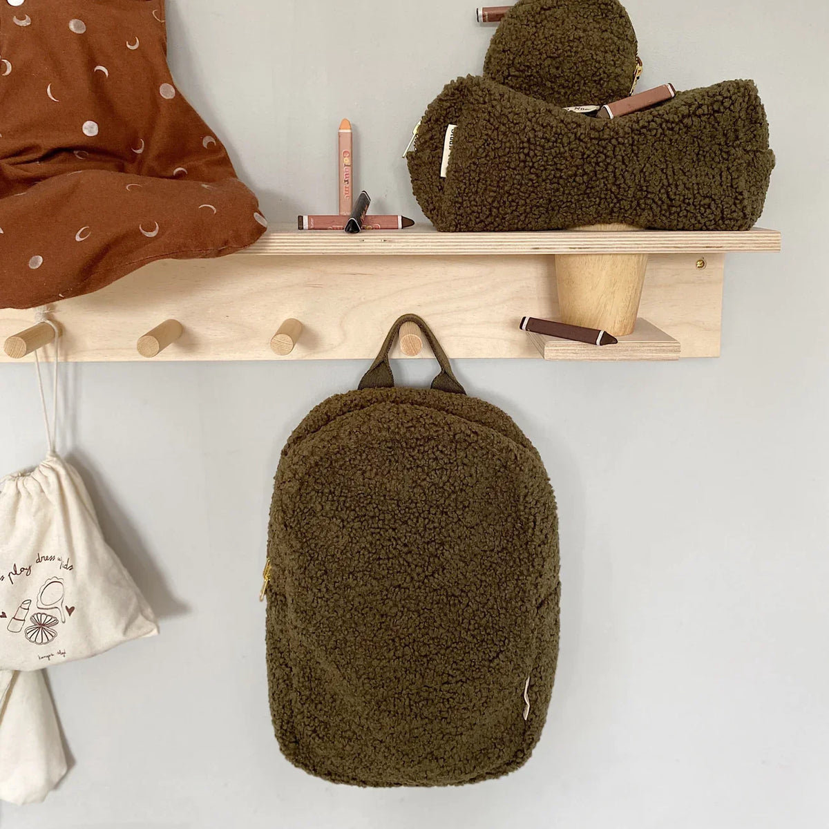 Preppy Style Lamb Wool School Bag Women Winter Solid Color Kids Sherpa Mini Backpack