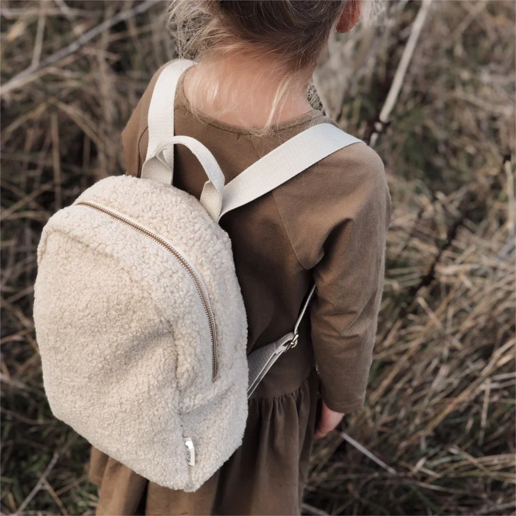 Preppy Style Lamb Wool School Bag Women Winter Solid Color Kids Sherpa Mini Backpack
