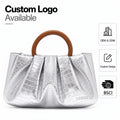 Private Label OEM ODM BSCI Certified Factory Glossy PU Evening Bag Pleated Ring Handle Elegant for Women Party Wedding