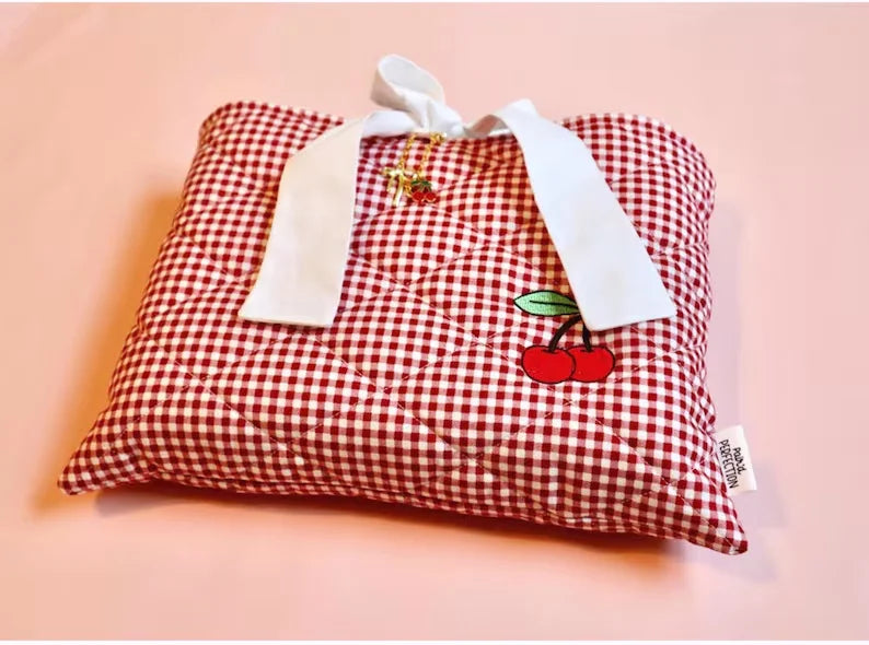 Quilted Bible Sleeve With Red Bow Fabric Bible Cover Padded Book Sleeve Faith Christian Gift
