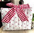 Quilted Bible Sleeve With Red Bow Fabric Bible Cover Padded Book Sleeve Faith Christian Gift