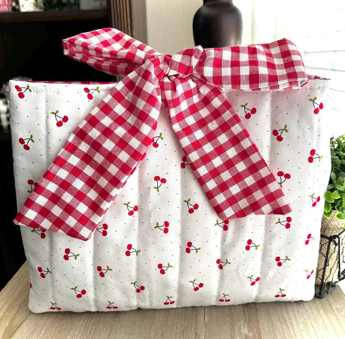 Quilted Bible Sleeve With Red Bow Fabric Bible Cover Padded Book Sleeve Faith Christian Gift