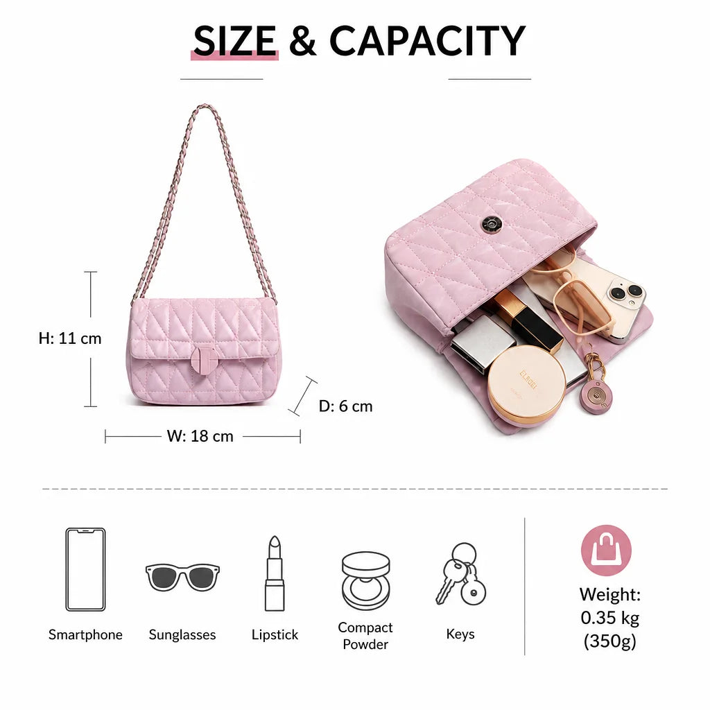 Quilted Chain Flap Bag 5 Colors Custom Color Crossbody Shoulder Handbag with Woven Chain Strap for Women Wholesale OEM ODM