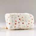 Quilted Makeup Box Bag Customized Floral Print Cosmetic Pouch Large Capacity Cosmetic Bag With Brush Holder Inside