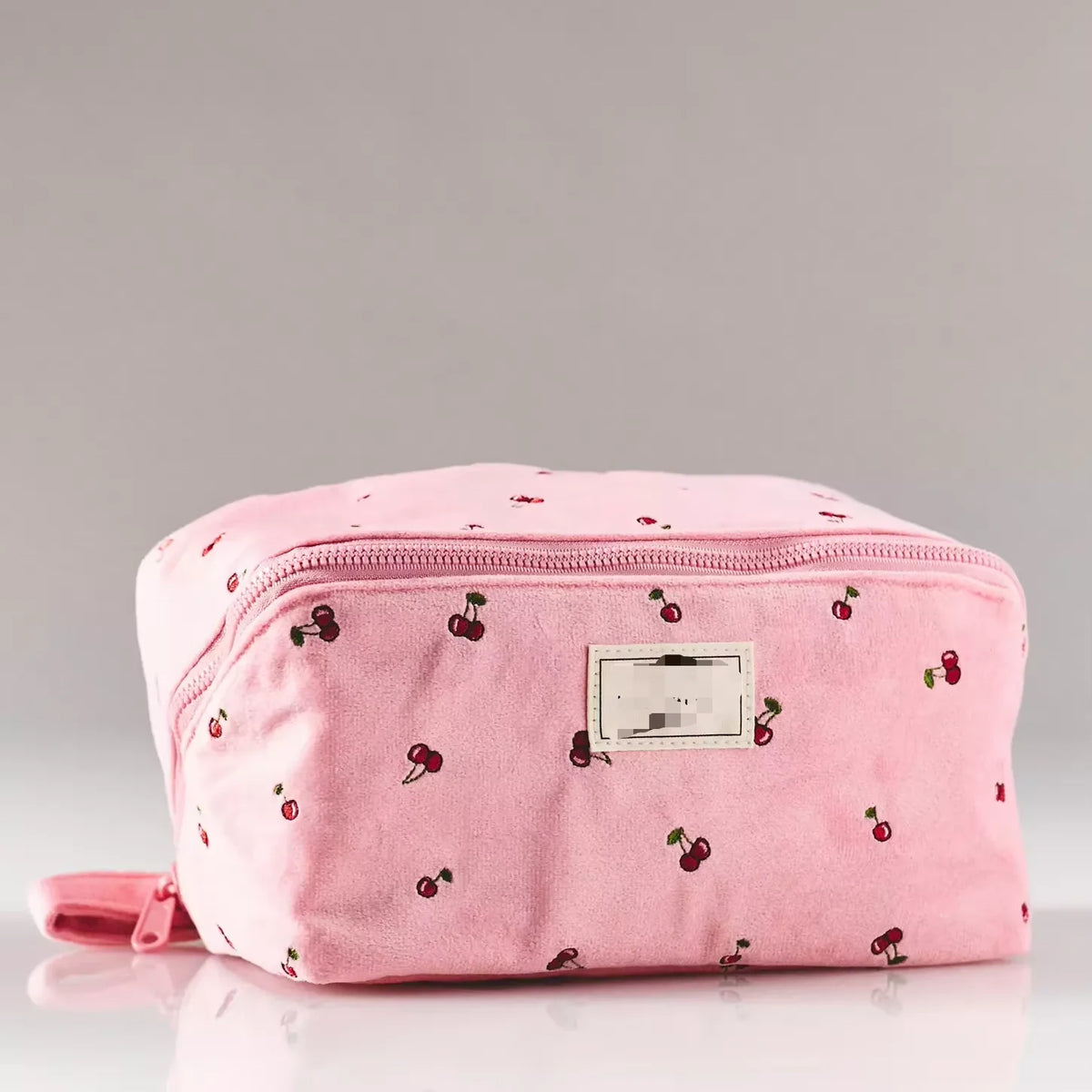 Quilted Makeup Box Bag Customized Floral Print Cosmetic Pouch Large Capacity Cosmetic Bag With Brush Holder Inside