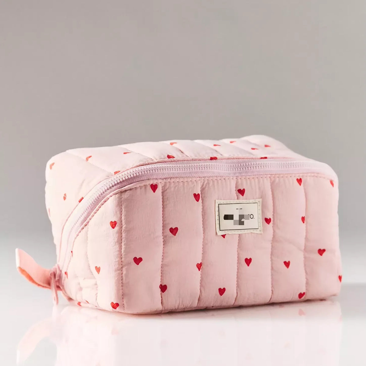 Quilted Makeup Case Customized Floral Print Makeup Tool Kits Large Capacity Tyvek Pouch With Inside Brush Holder
