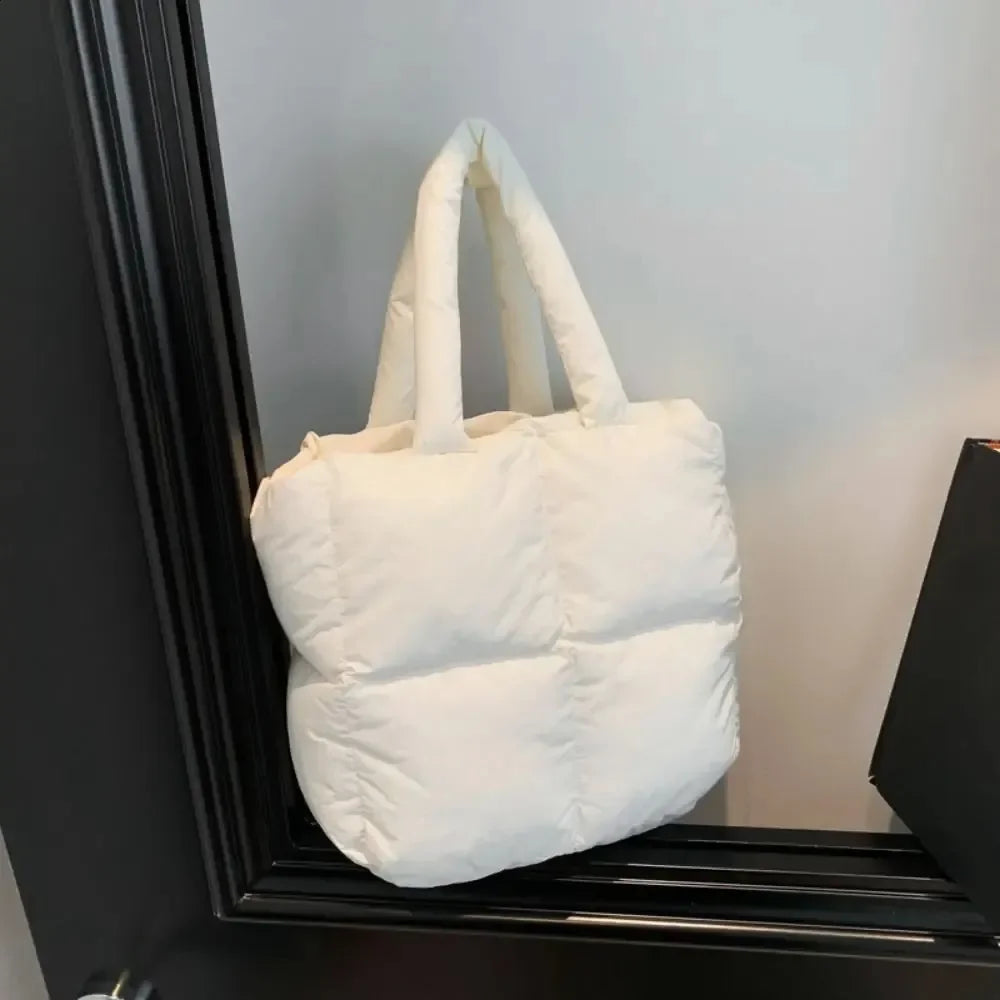 Quilted Nylon Candy Color Handbag Puffer Pillow Bag with Strap Colorful Cross-body Shopping Bag