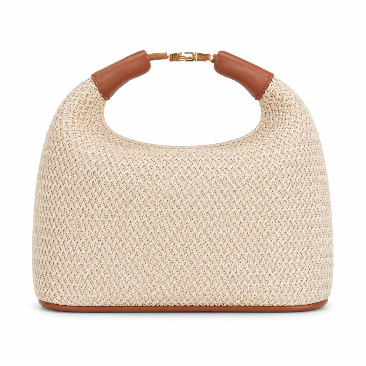Raffia Crochet Half Moon Hobo Bag BSCI Private Label Crescent Straw Woven Summer Resort Shoulder Bag with Premium Leather Handle