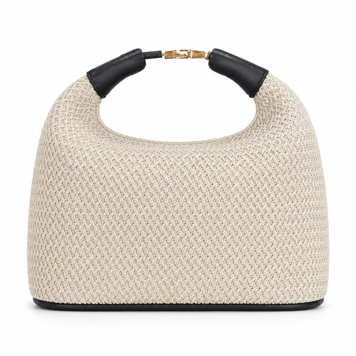 Raffia Crochet Half Moon Hobo Bag BSCI Private Label Crescent Straw Woven Summer Resort Shoulder Bag with Premium Leather Handle