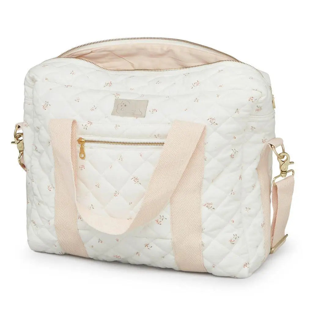 Raw Material Organic Travel Large Quilted Tote Bag Long Zipper Lightweight Flower Cotton Shoulder Bags