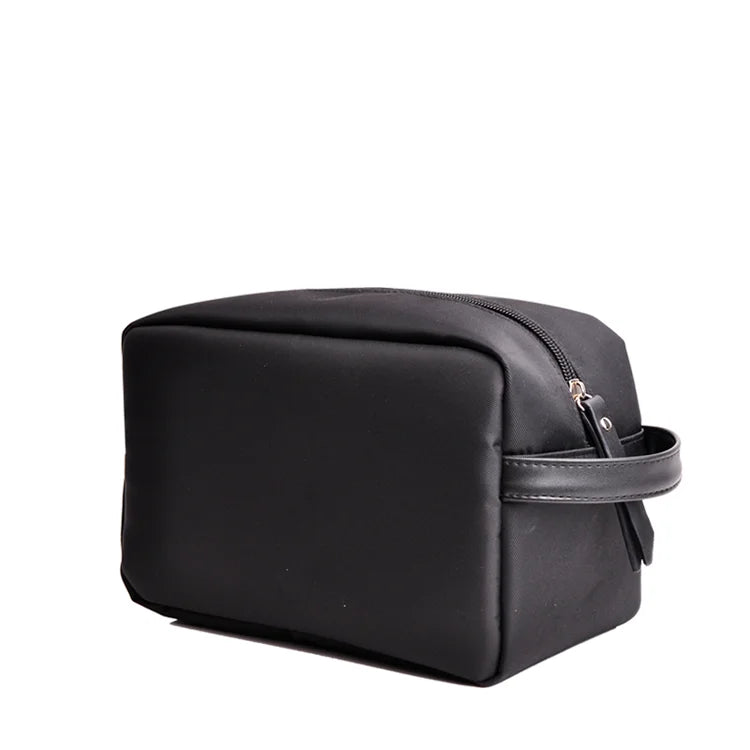 Really Hot Sell Custom Logo Travel Black Canvas Toiletry Bag for Men