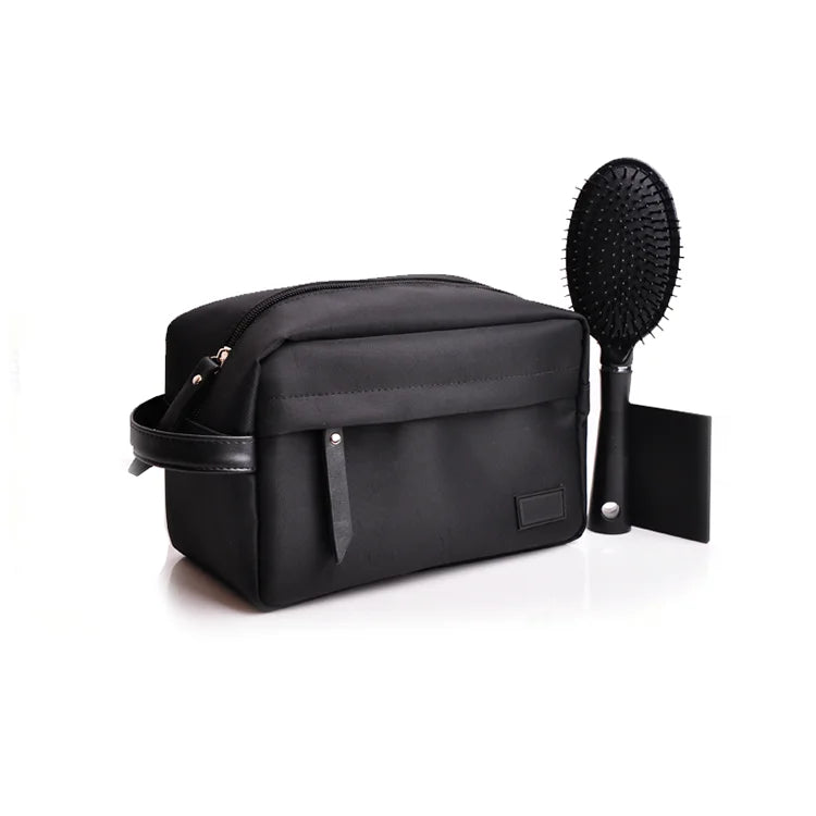 Really Hot Sell Custom Logo Travel Black Canvas Toiletry Bag for Men